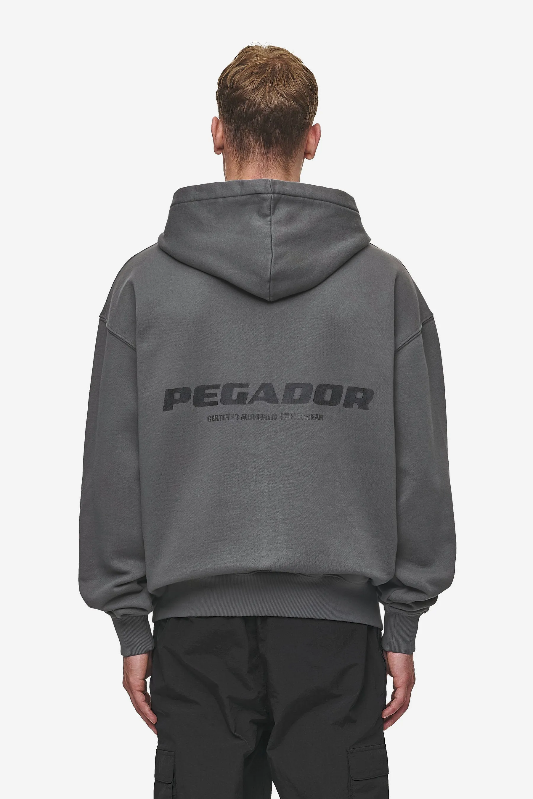 Colne Logo Oversized Sweat Jacket Washed Anthracite Black