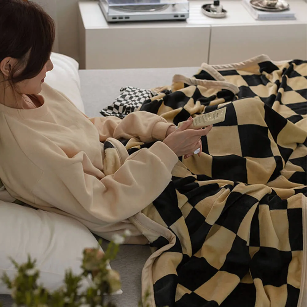 Contrasting Checkerboard Multi-Purpose Flannel Blanket