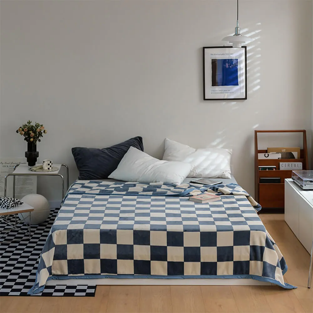 Contrasting Checkerboard Multi-Purpose Flannel Blanket