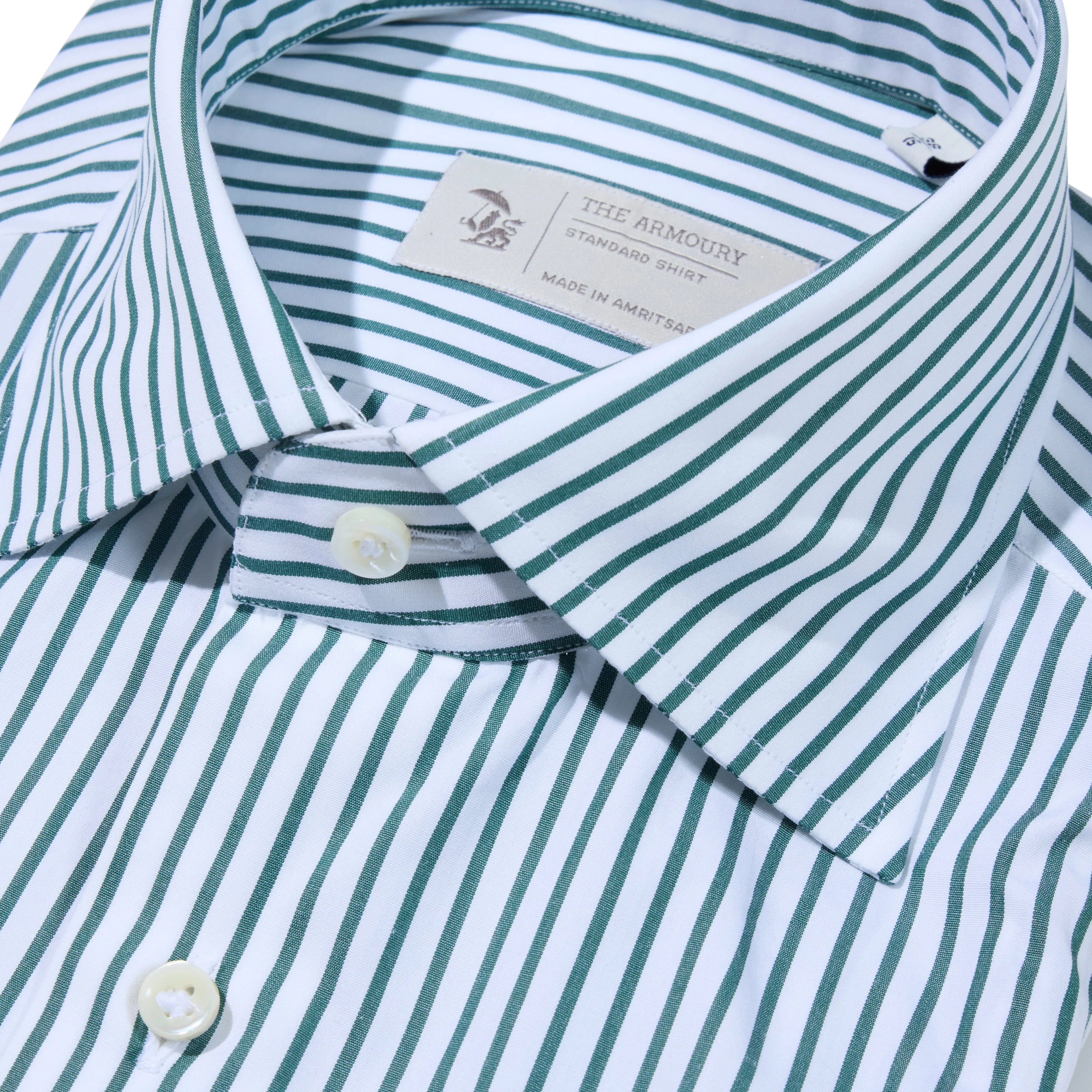 Cotton Pencil Stripe Spread Collar Shirt