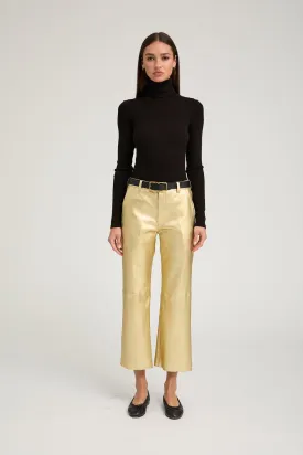 Cropped Baggy Trousers Gold Metallic