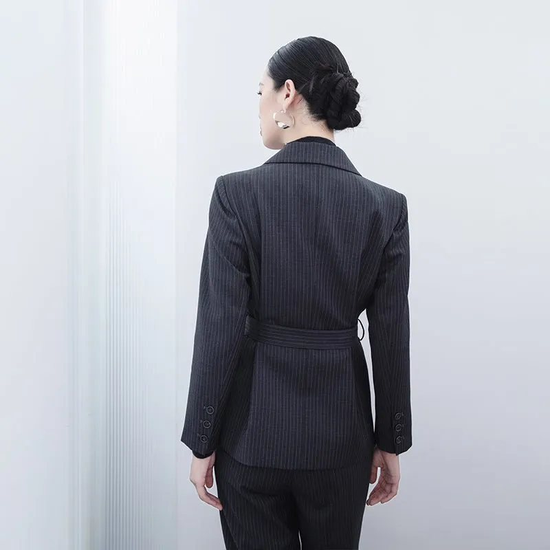 Dark Grey Stripe Suit Blazer