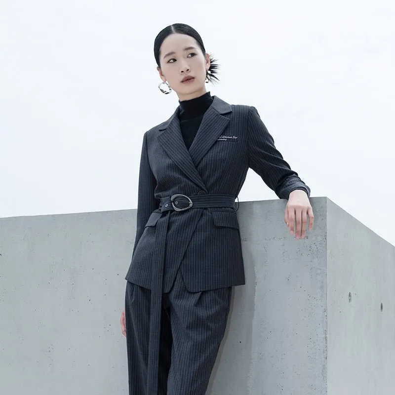 Dark Grey Stripe Suit Blazer