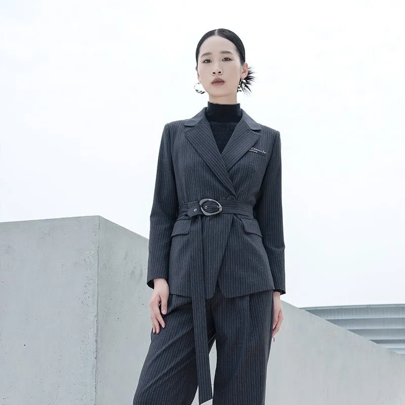 Dark Grey Stripe Suit Blazer