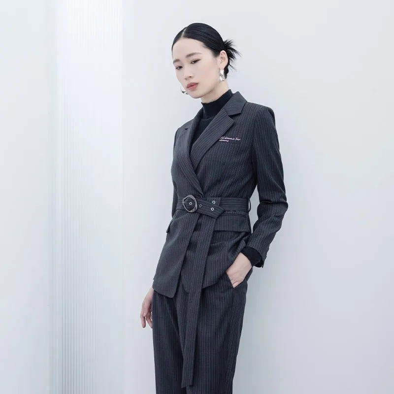Dark Grey Stripe Suit Blazer