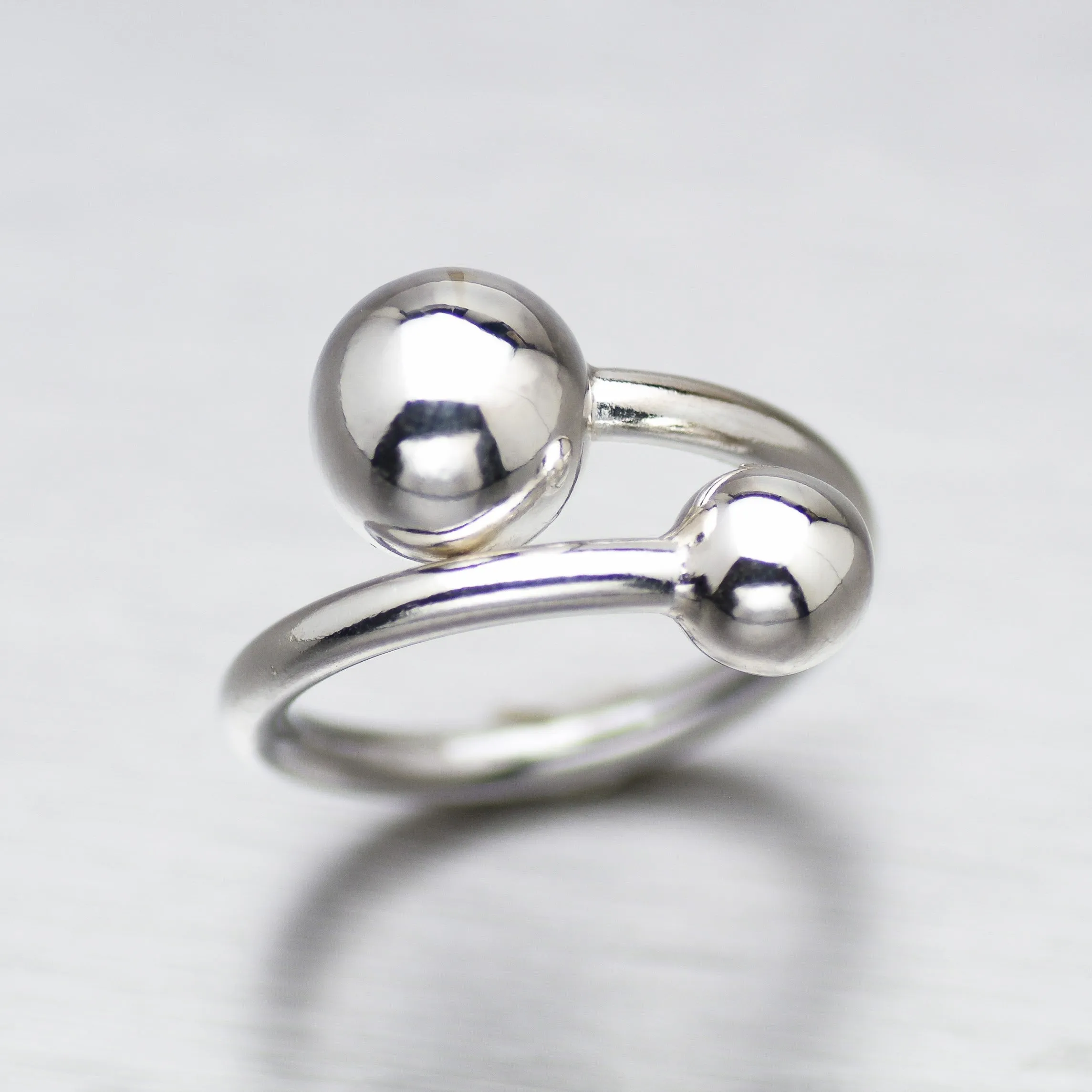 Double Ball Sterling Silver Ring