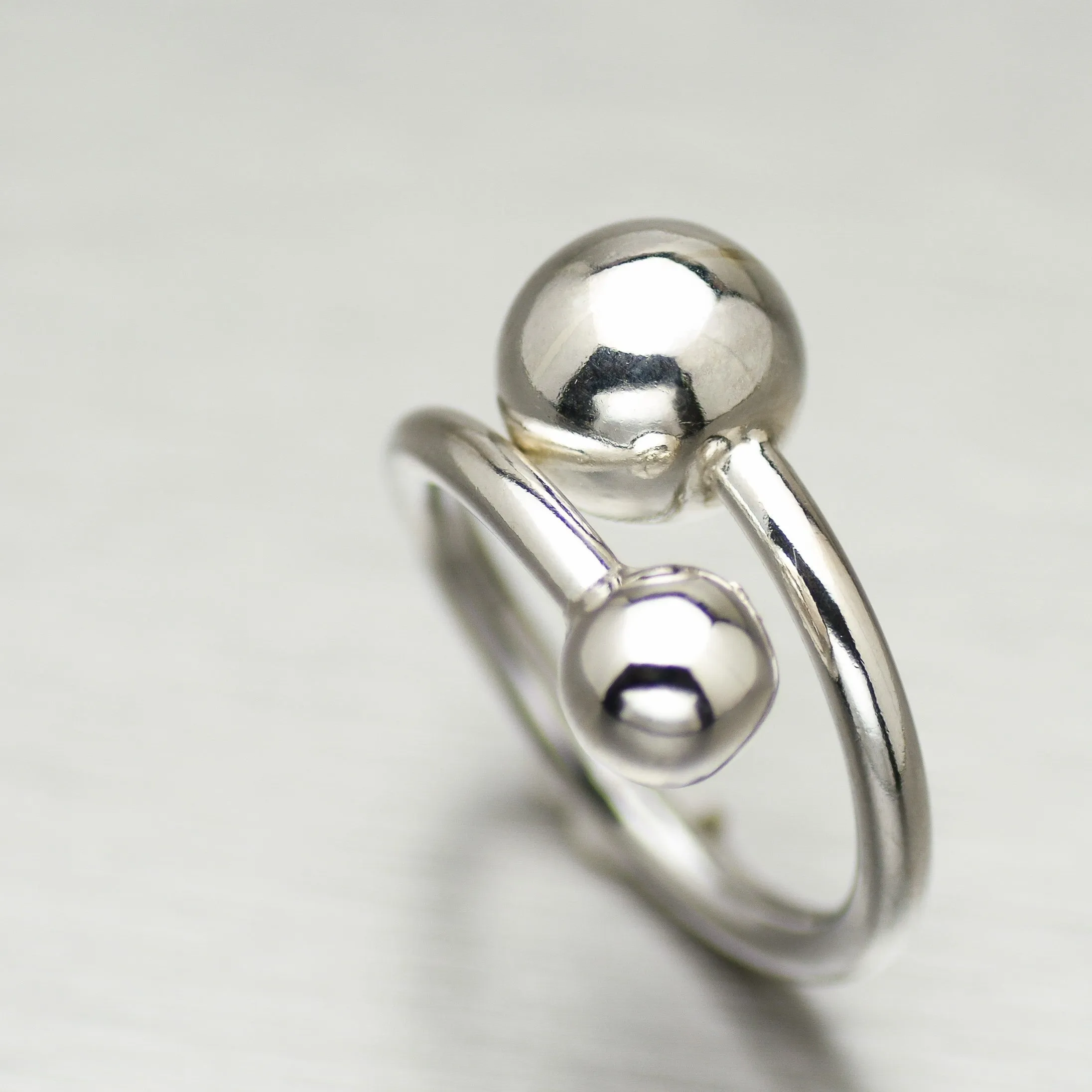 Double Ball Sterling Silver Ring