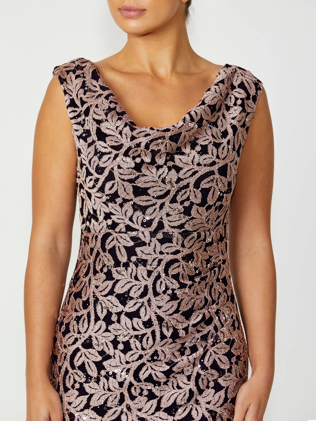 Cowl Neck Elisa Musk Midi Dress - Sleek and Elegant Womens Apparel