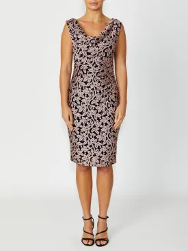 Cowl Neck Elisa Musk Midi Dress - Sleek and Elegant Womens Apparel