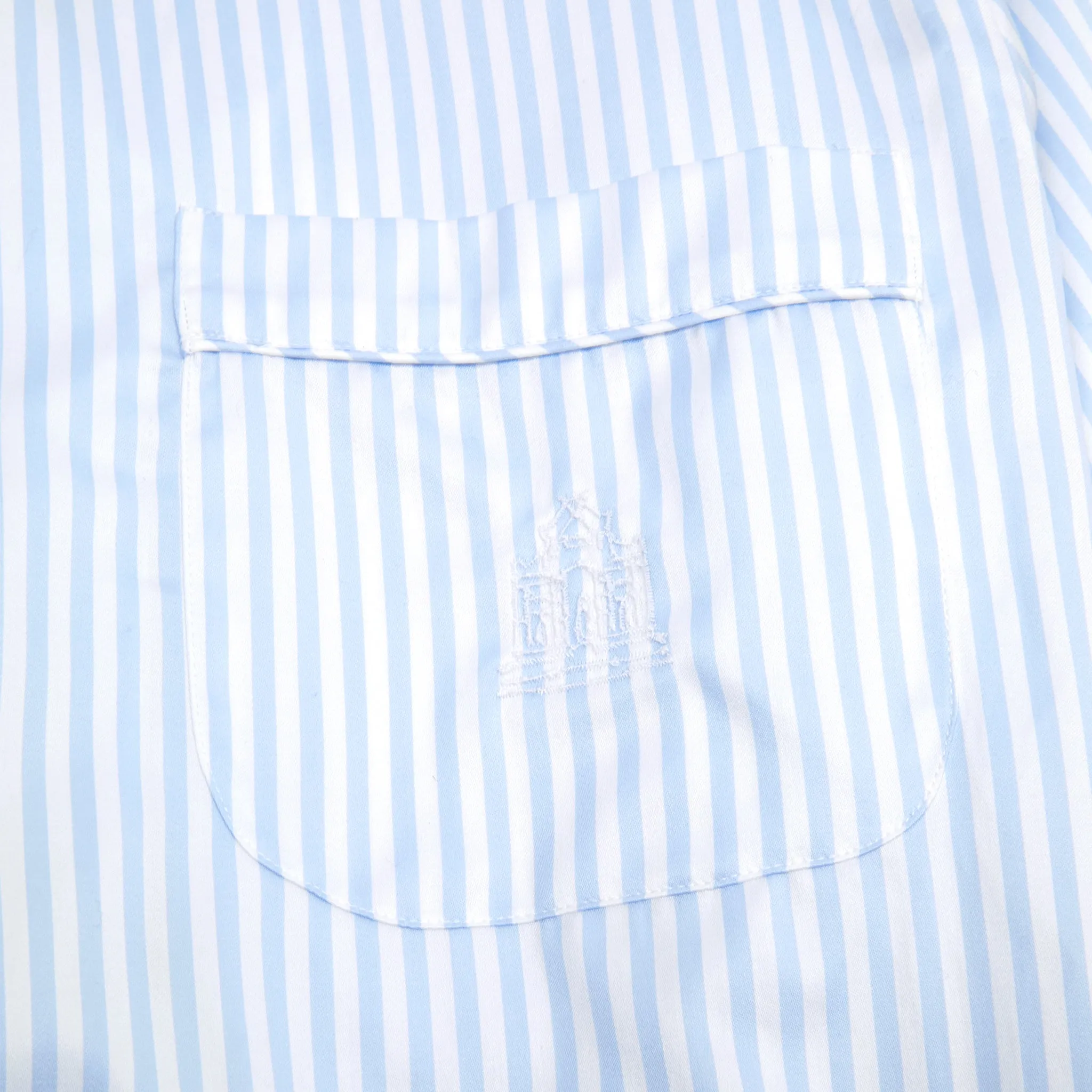 Finamore Cotton Pyjamas in White / Blue Stripe