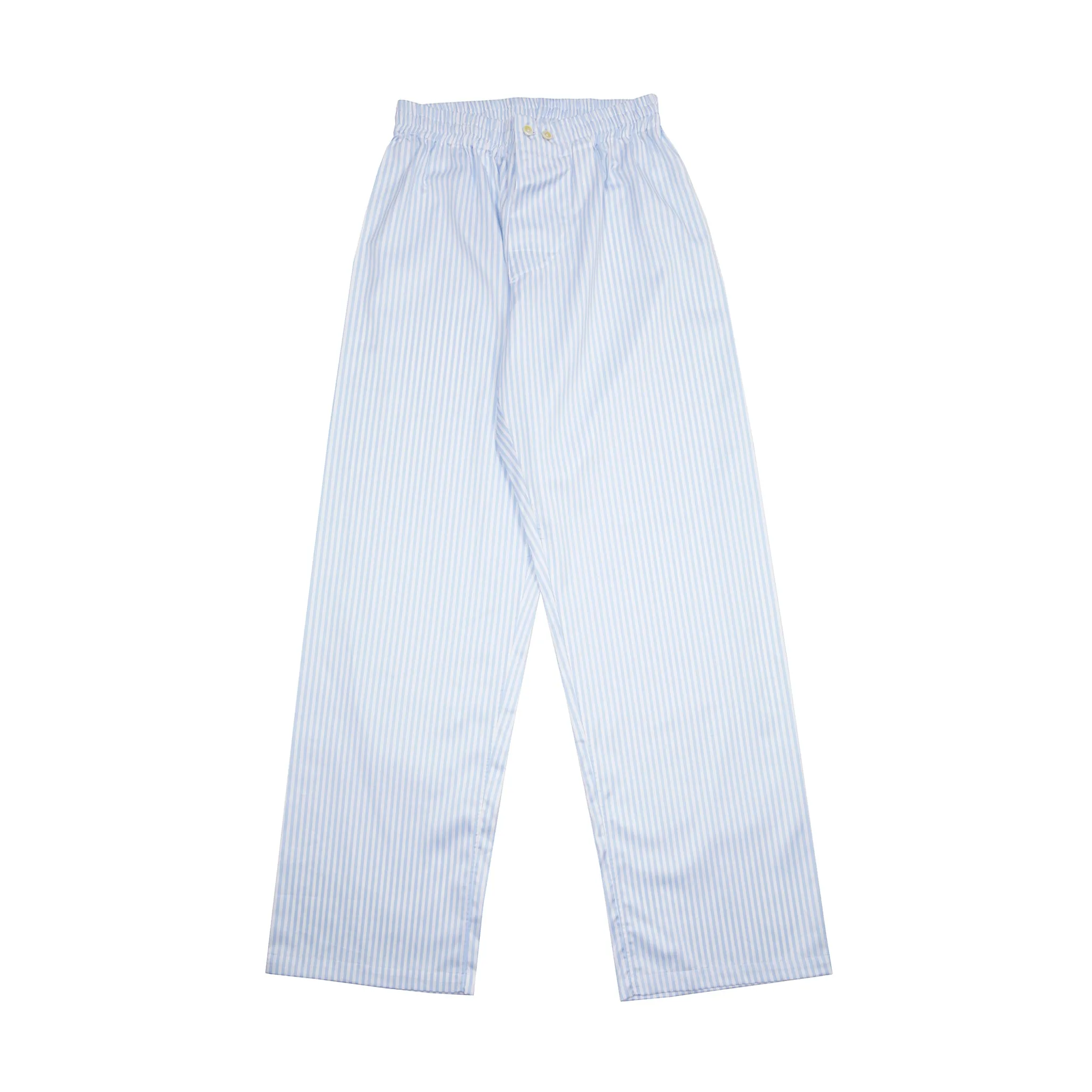 Finamore Cotton Pyjamas in White / Blue Stripe