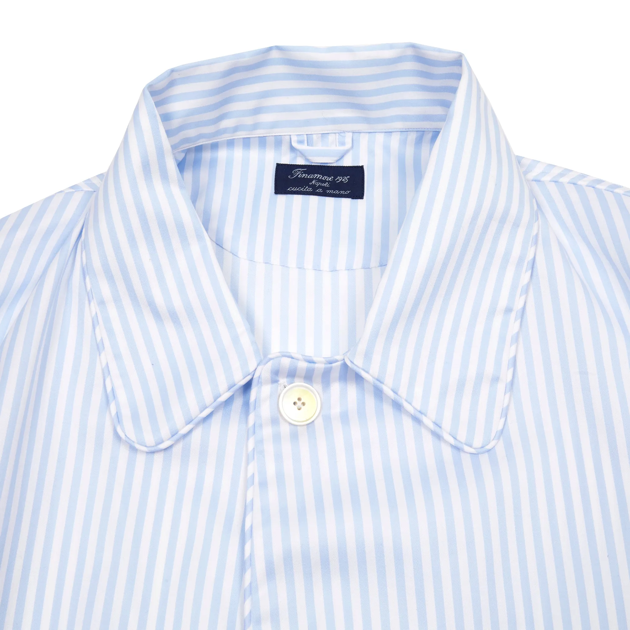 Finamore Cotton Pyjamas in White / Blue Stripe