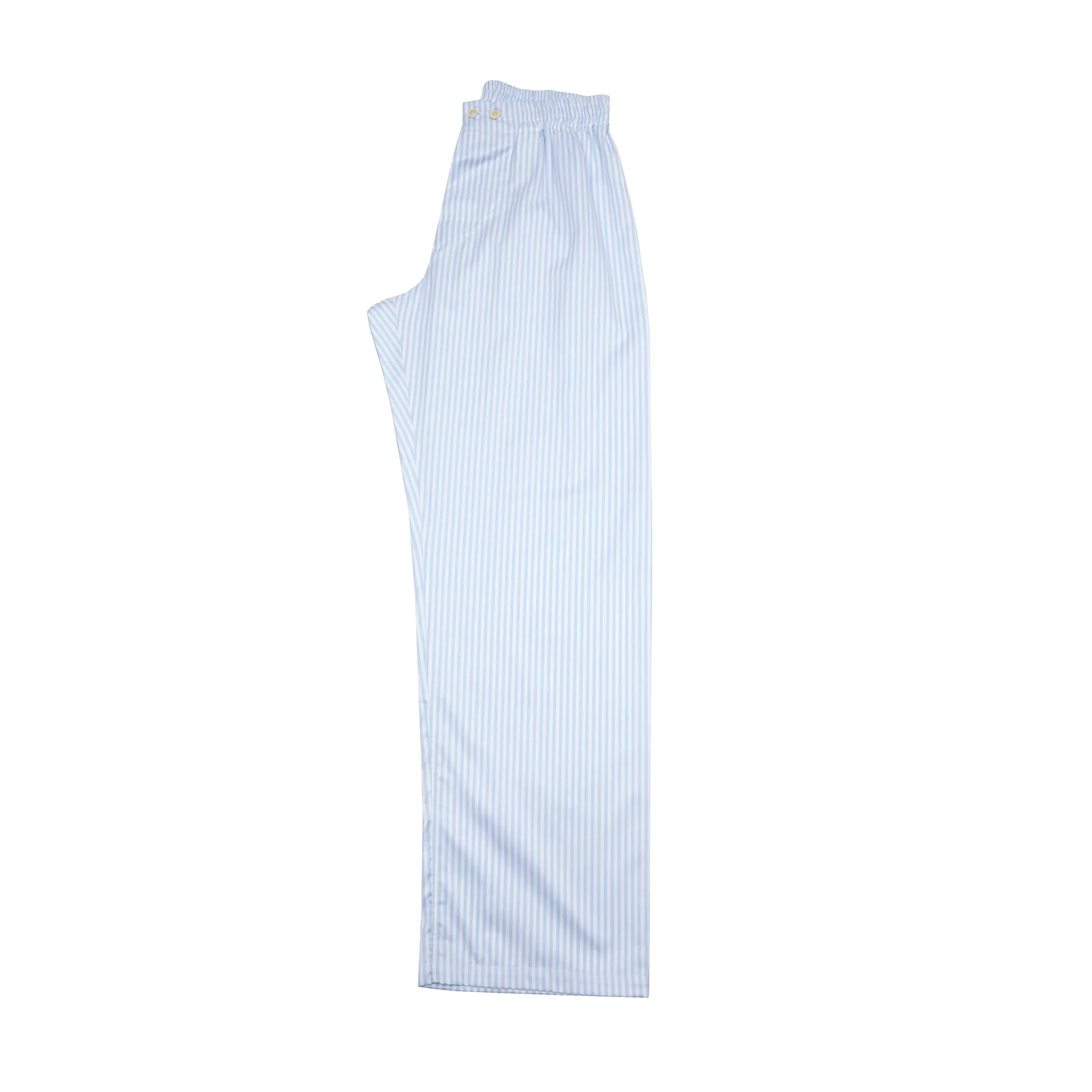 Finamore Cotton Pyjamas in White / Blue Stripe
