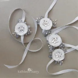 Grace wrist corsage, gold, silver or rose gold - multiple flower, lace & ribbon options available