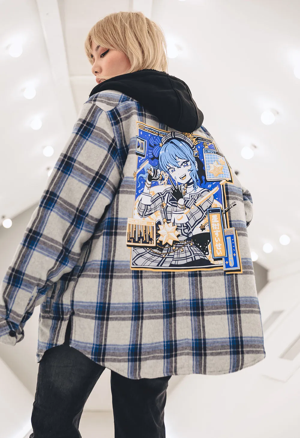 Quilted Plaid Jacket Featuring Hoshimachi Suisei at NYC