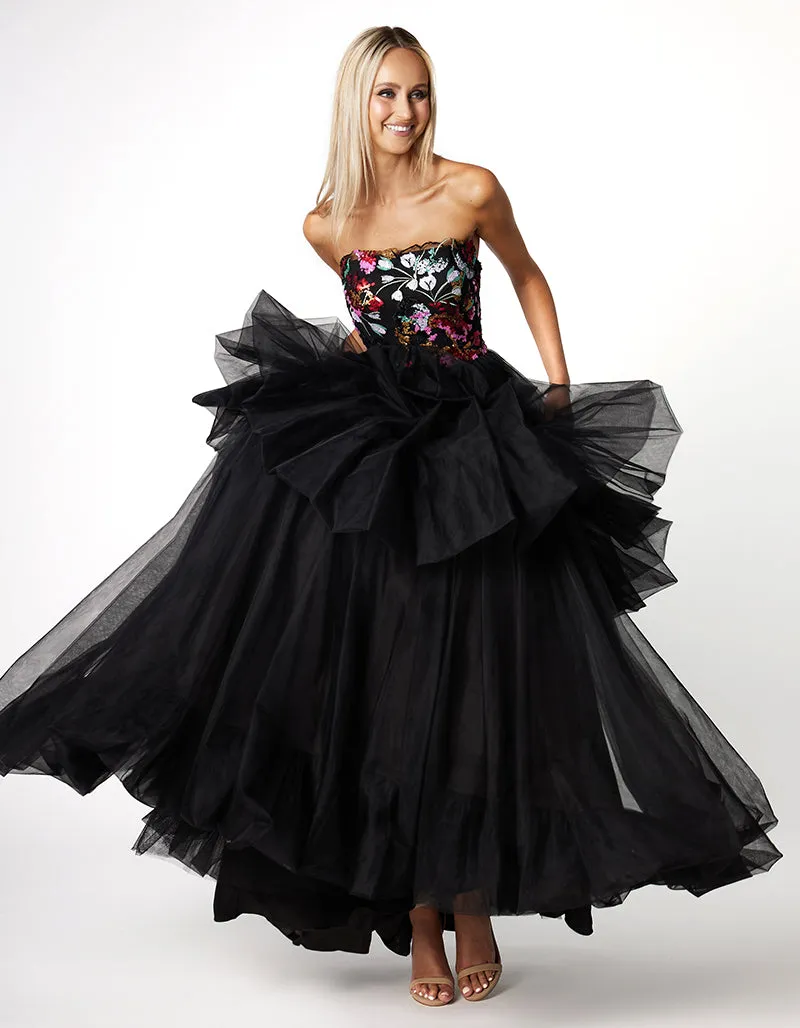 ILIANA STRAPLESS TIERED BALL GOWN B66D23L