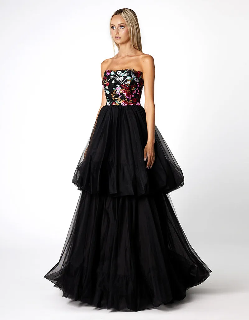 ILIANA STRAPLESS TIERED BALL GOWN B66D23L