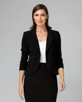Sure! Heres an optimized title for the e-commerce product:

Joseph Ribkoff Womens Elegant Cropped Blazer with Rounded Hem - Style 143148NOS