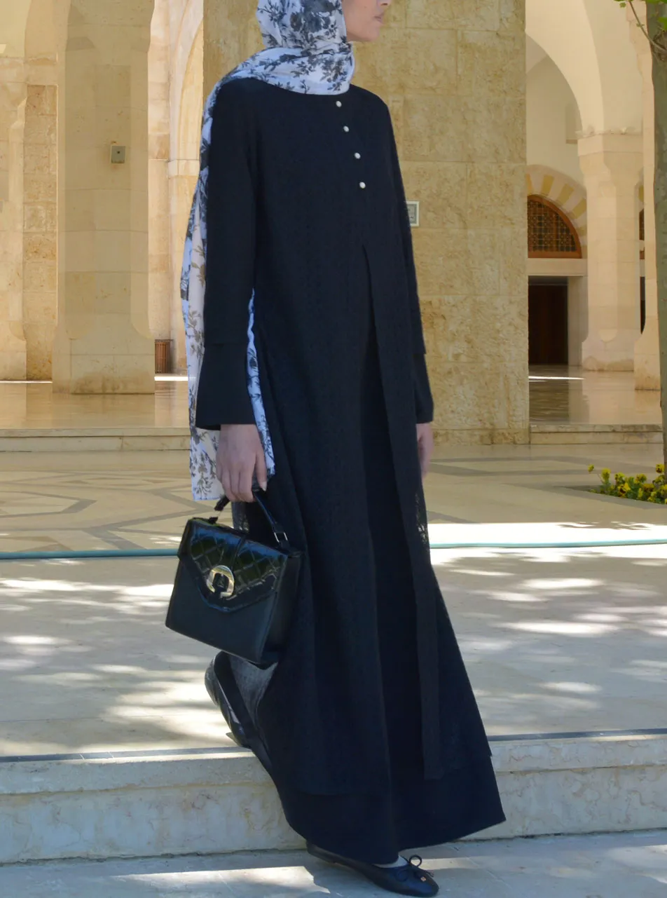 Lace Layered Abaya Gown