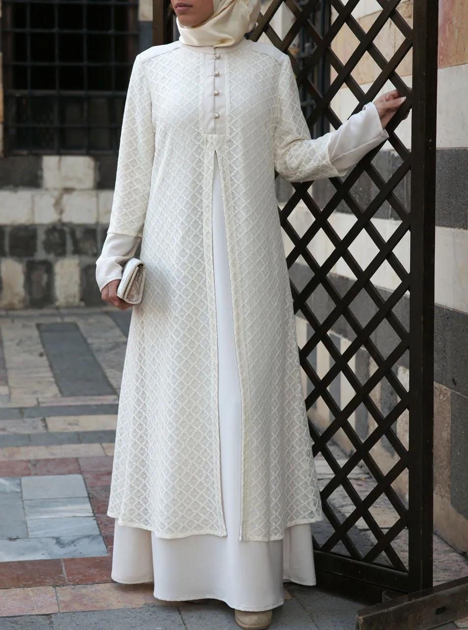 Lace Layered Abaya Gown