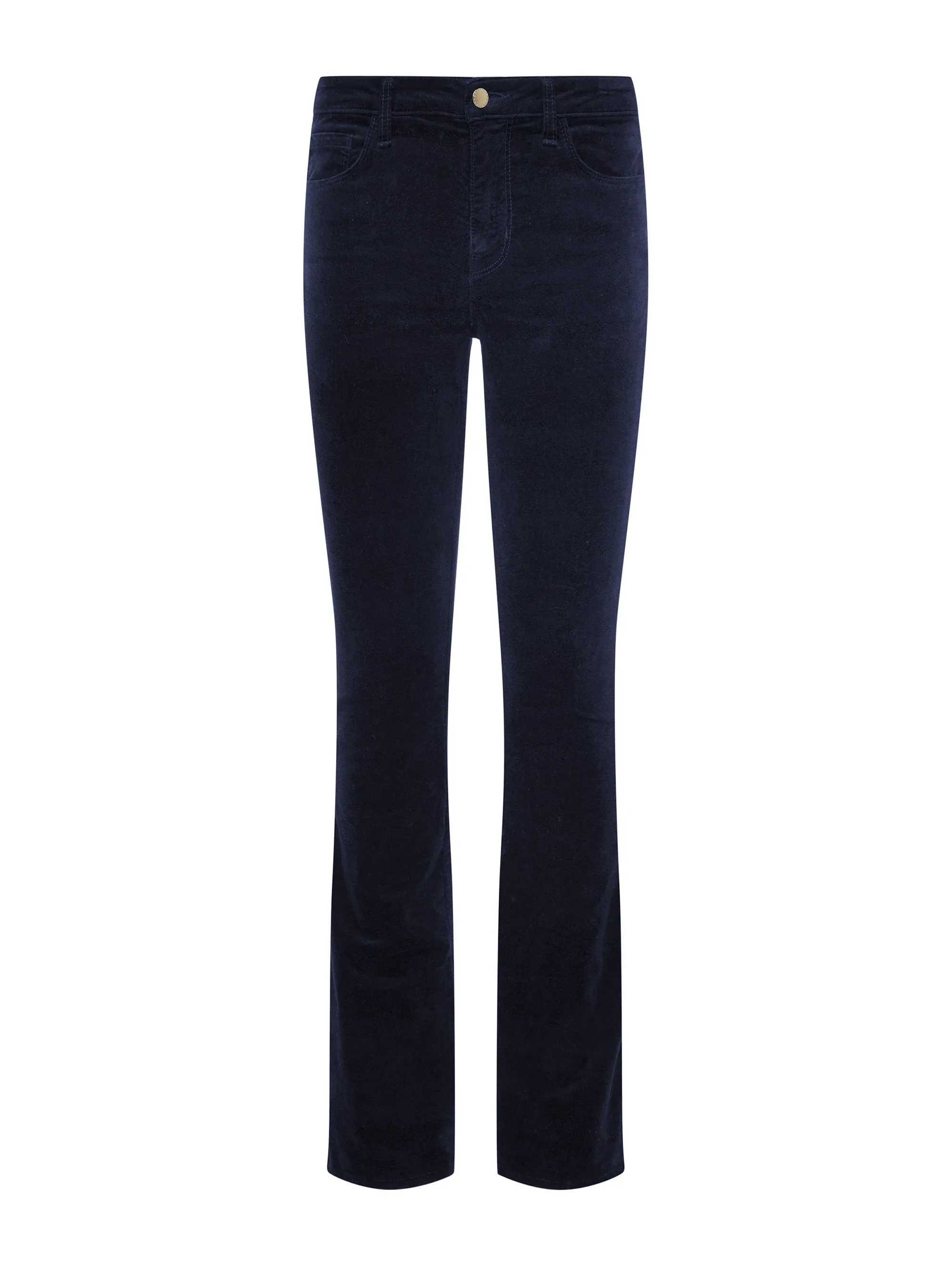 L'Agence Stevie Flare Velvet Pant in Dark Navy