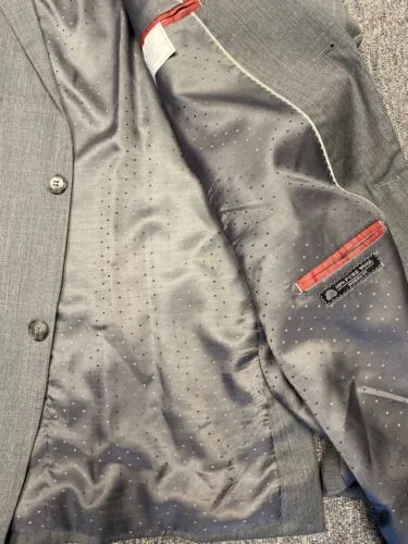 LINEA UOMO Men's Gray 2 Piece 3 Button Suit Blazer 56L Pants 52x30