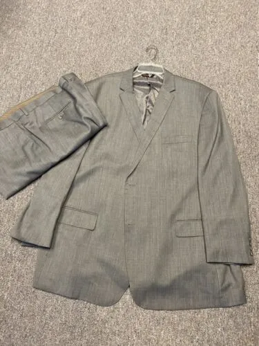LINEA UOMO Men's Gray 2 Piece 3 Button Suit Blazer 56L Pants 52x30