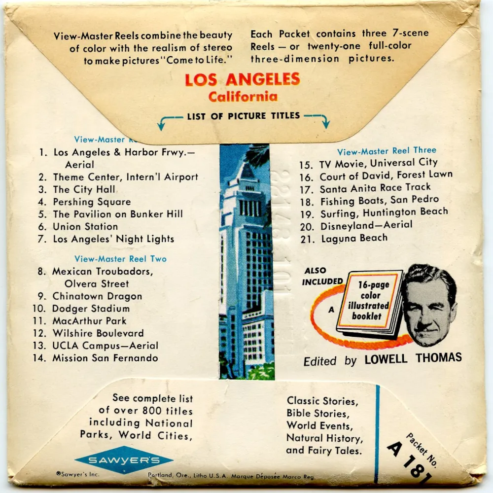 Los Angeles California - Vintage - Views-Master - 3 Reel Packet - 1960s views (BARG-A181-S6)