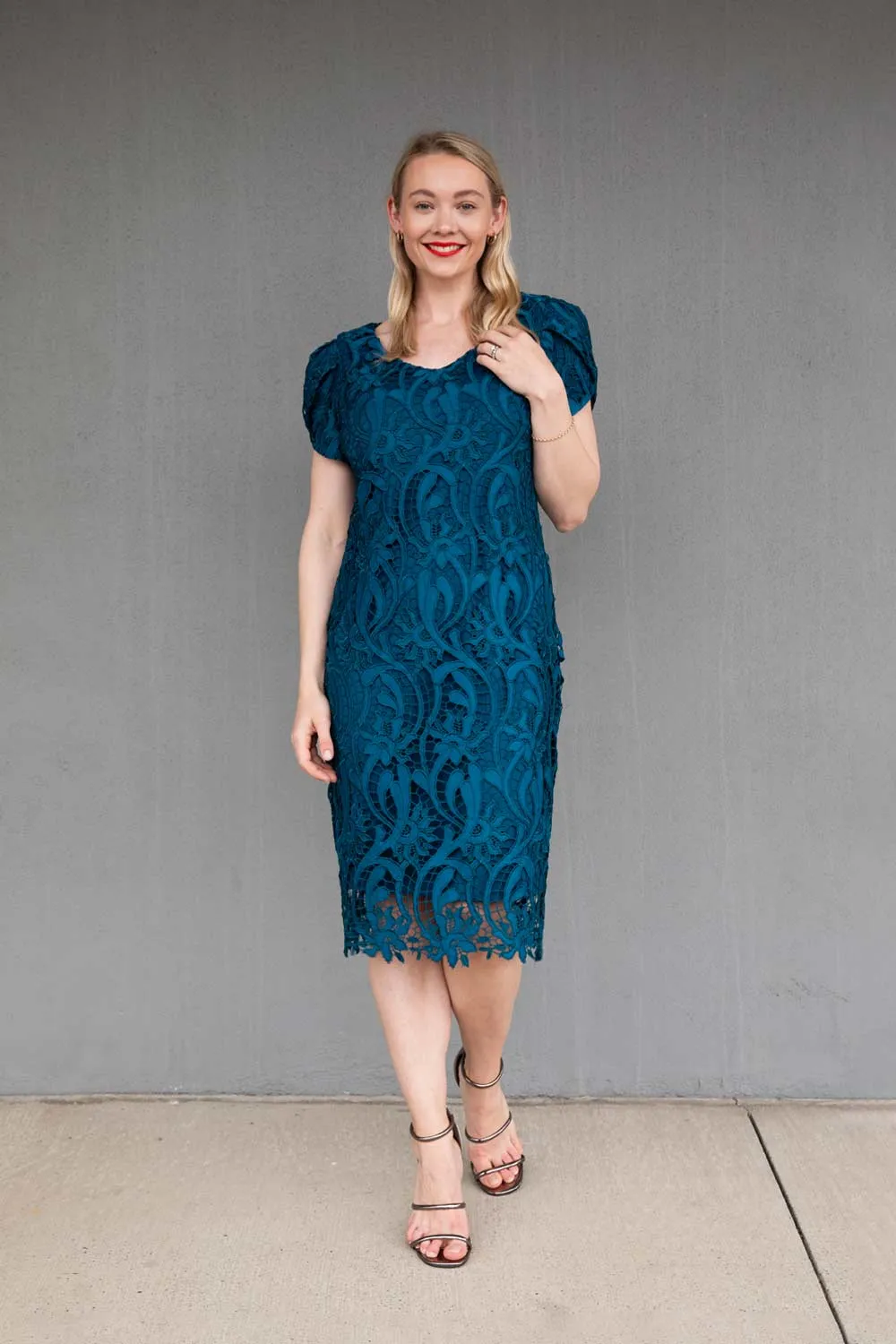 Lyman - 239394 Teal Lace Dress