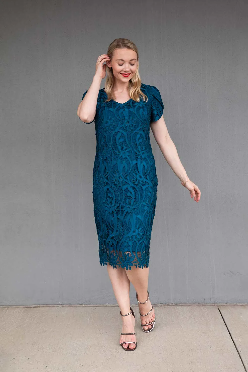 Lyman - 239394 Teal Lace Dress