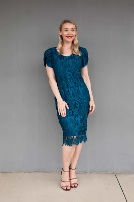 Lyman - 239394 Teal Lace Dress