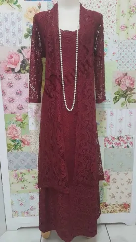 Maroon 3-Piece Dress Set SH053