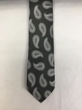 Mens Silk Tie Small Paisley Black/White