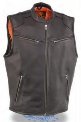 Men’s Zipper Front Leather Vest W/ Cool Tec® Leather