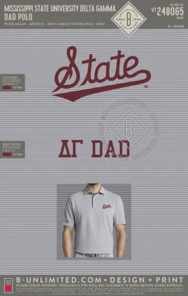 Mississippi State University Delta Gamma - Dad Polo - Peter Millar - ME0EK11S - Men's Jubilee Striped Polo - Iron
