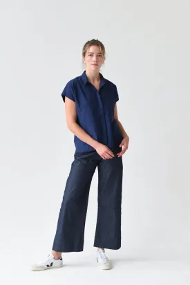 M.PATMOS Milton Collared Top - Navy