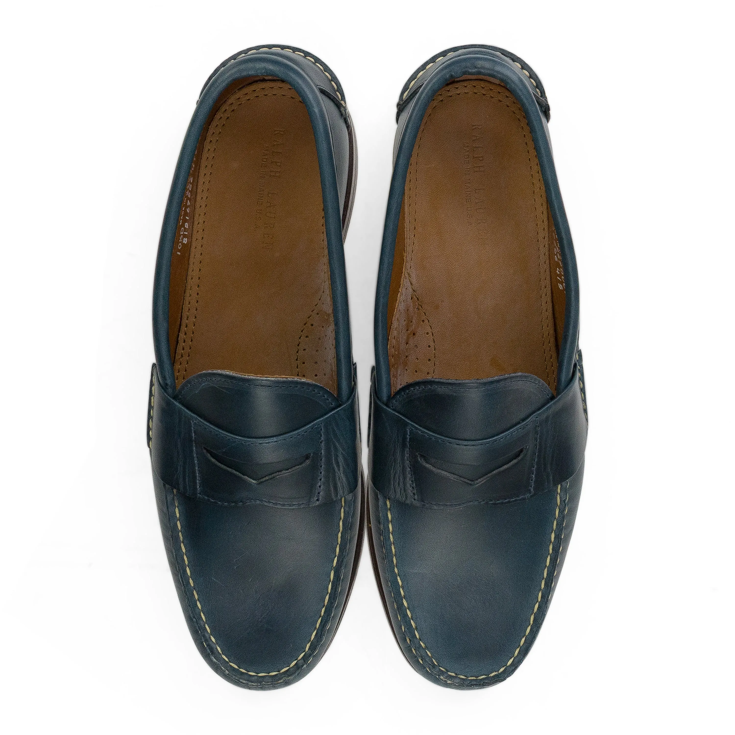 NAVY ELTHAM SMOOTH OILED PULL UP LOAFERS