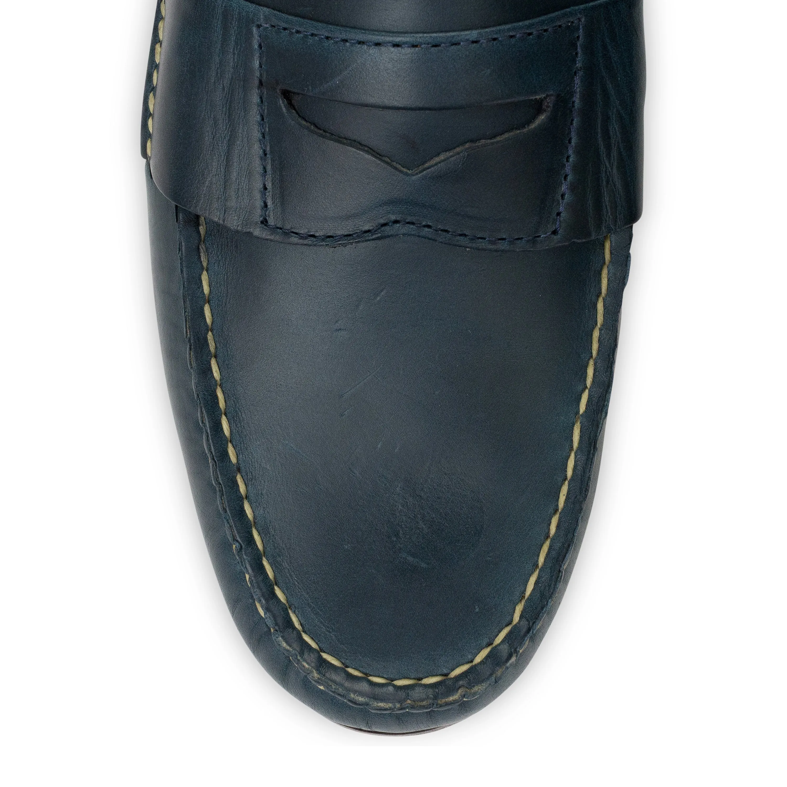 NAVY ELTHAM SMOOTH OILED PULL UP LOAFERS