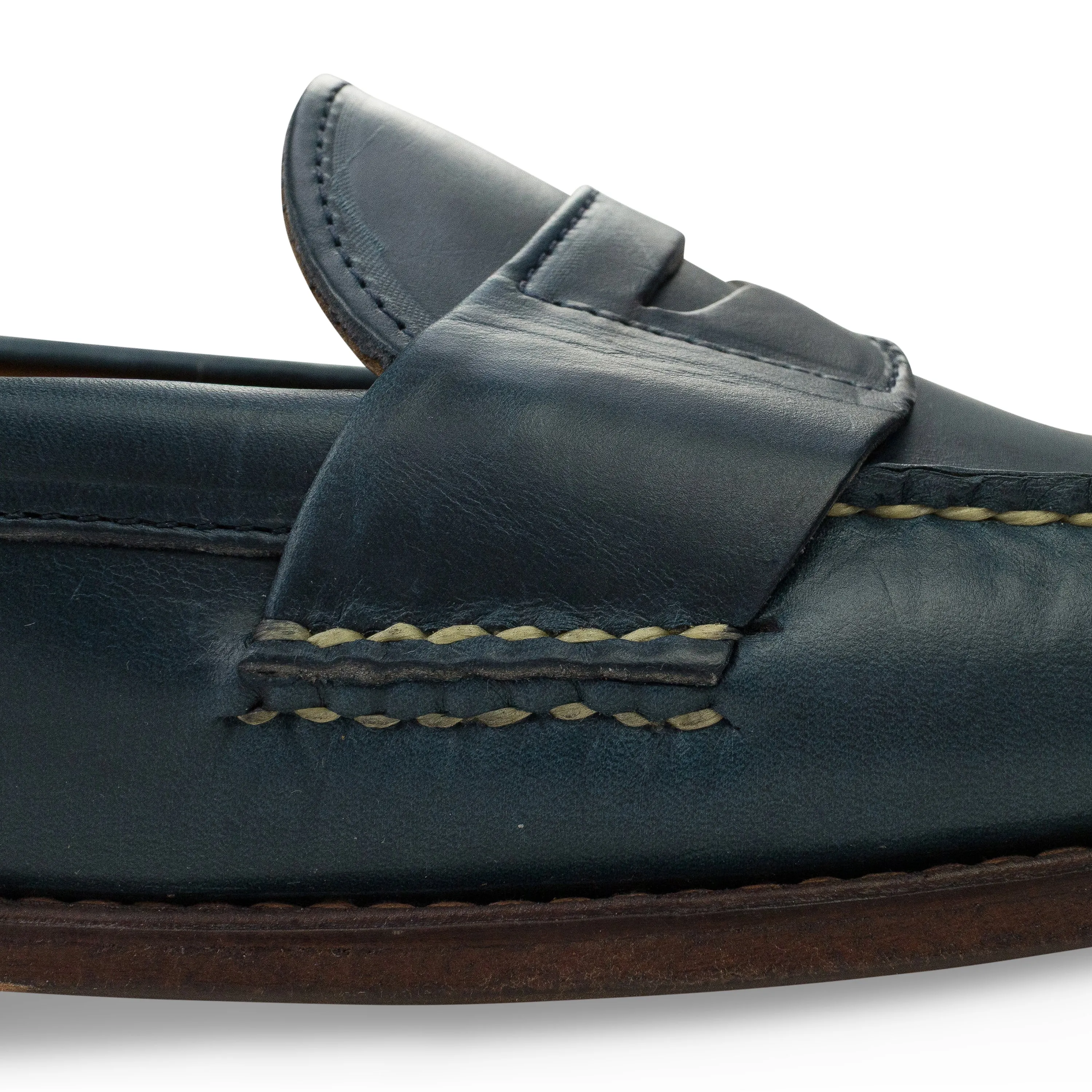 NAVY ELTHAM SMOOTH OILED PULL UP LOAFERS