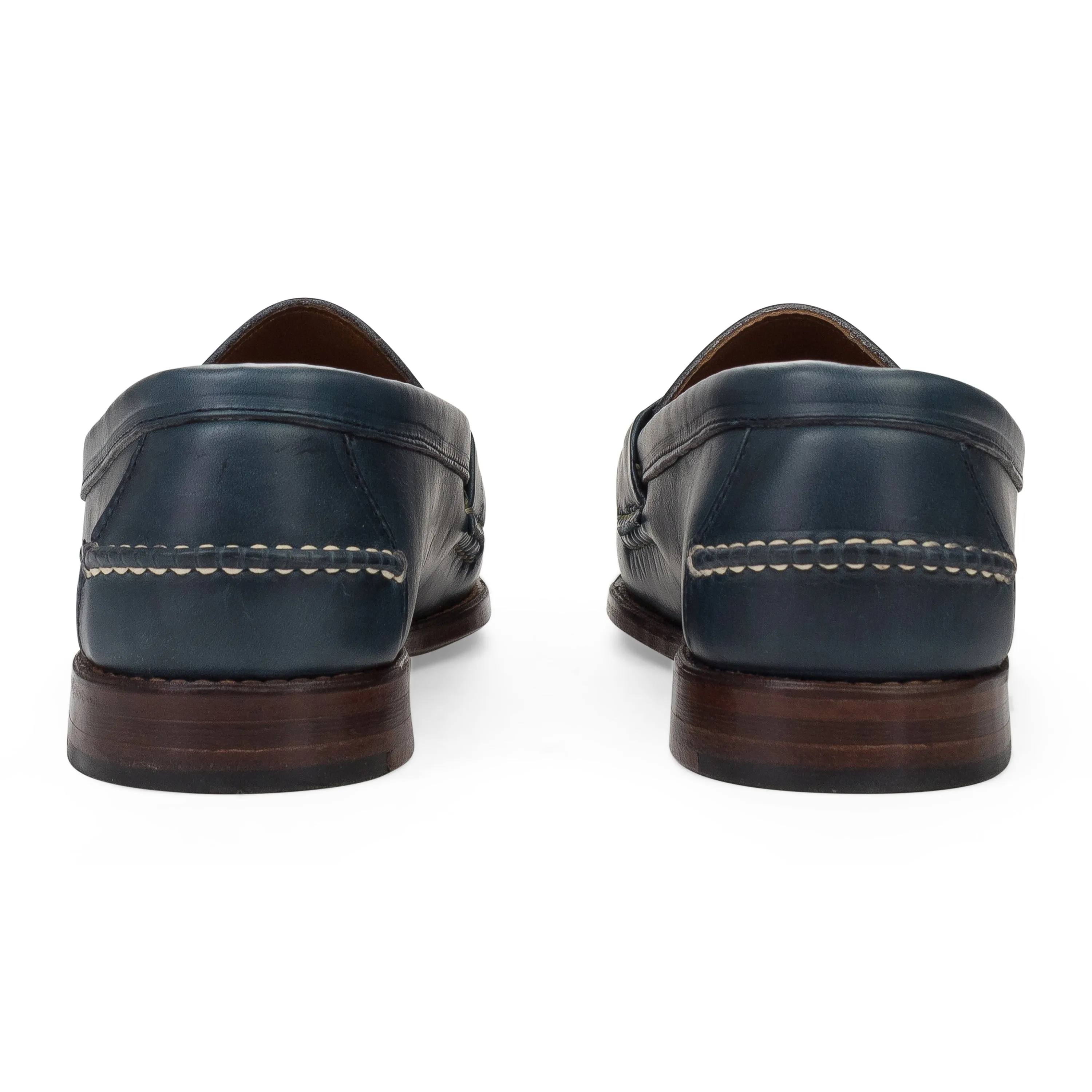 NAVY ELTHAM SMOOTH OILED PULL UP LOAFERS
