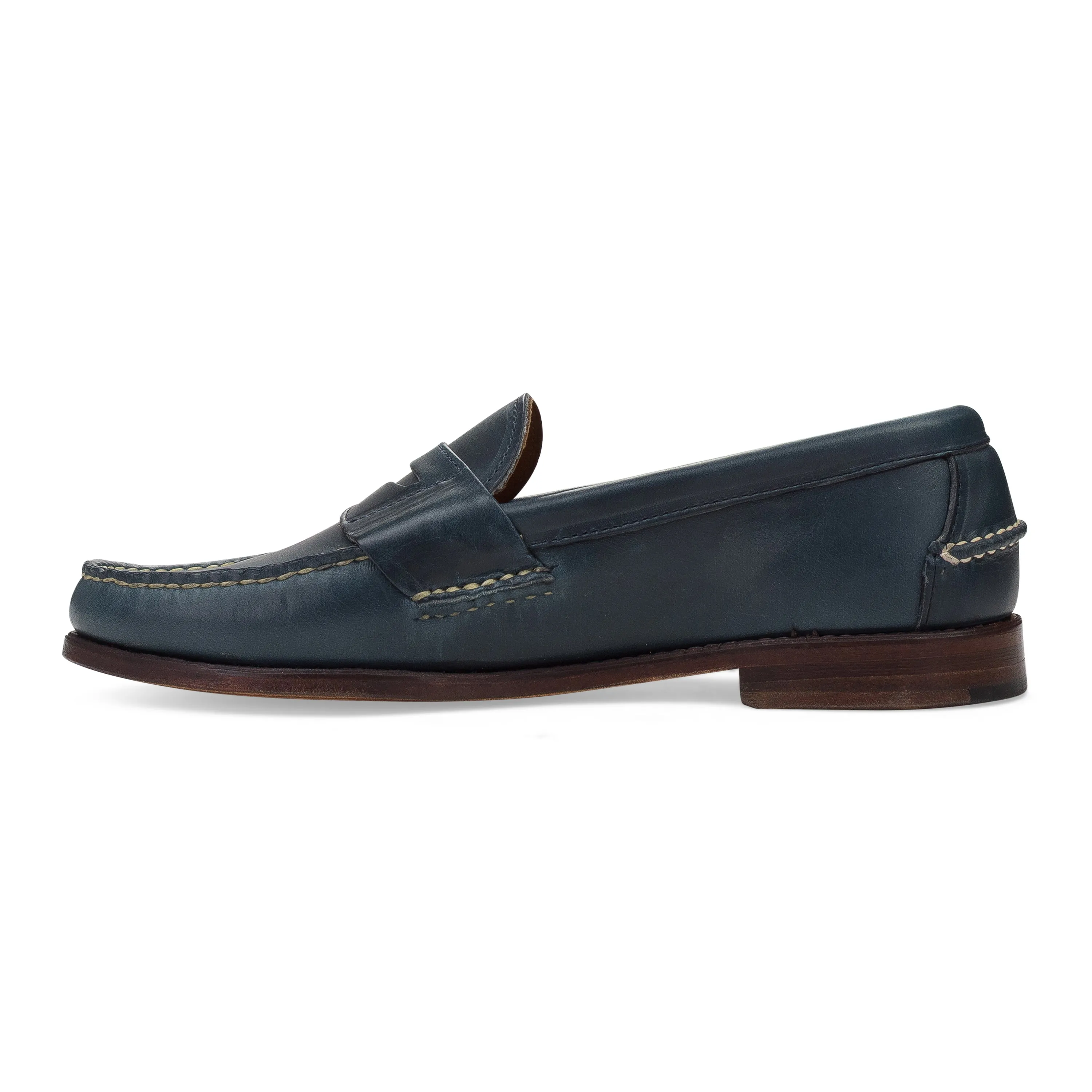 NAVY ELTHAM SMOOTH OILED PULL UP LOAFERS