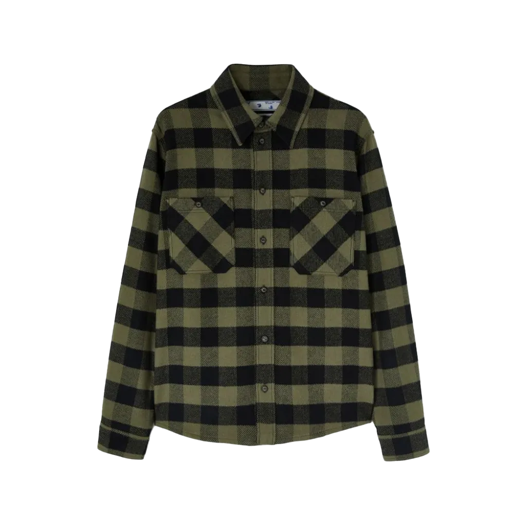 OFF-WHITE Outline Arrows Flannel Shirt Green