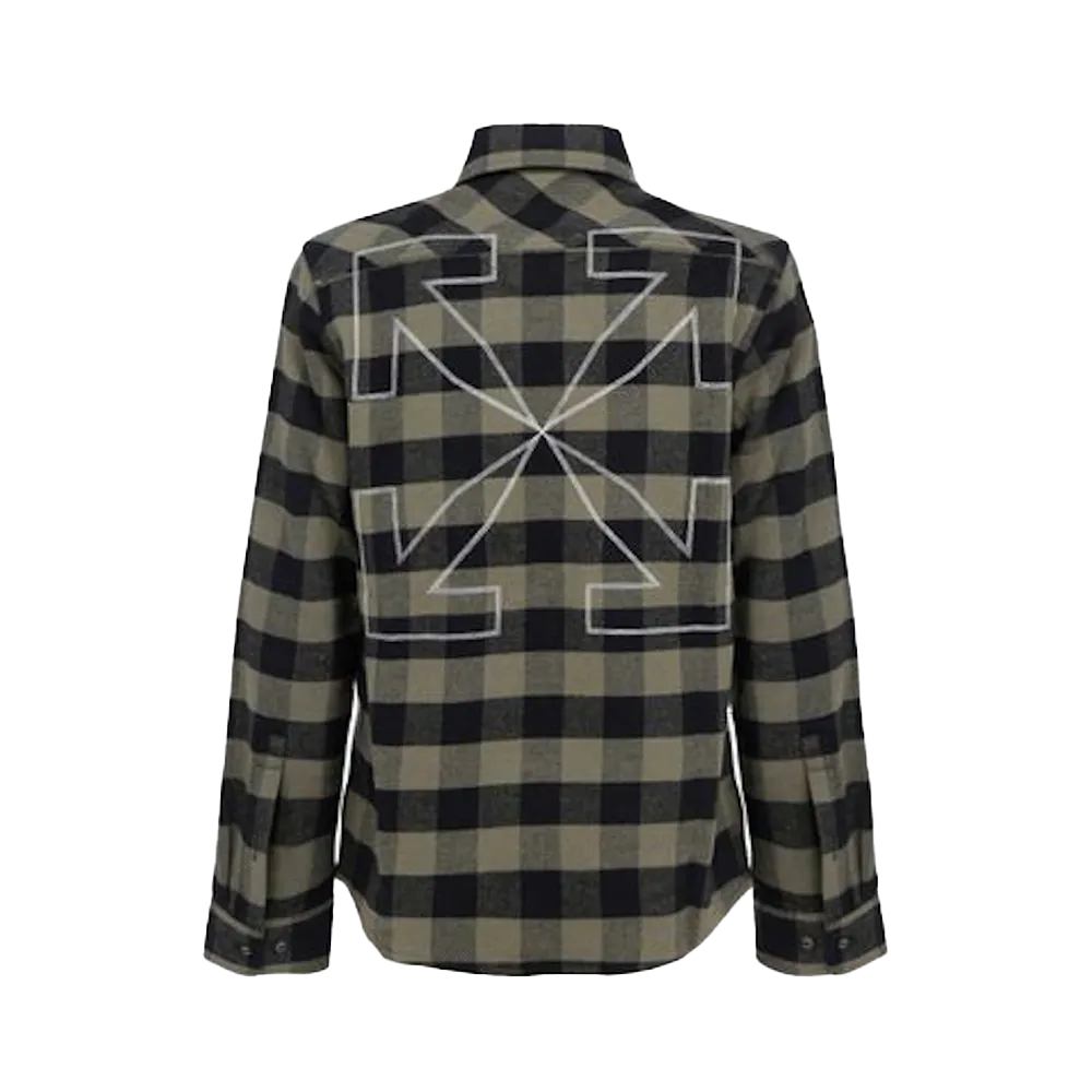 OFF-WHITE Outline Arrows Flannel Shirt Green