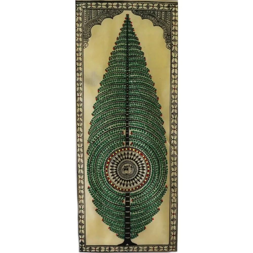 Pattachitra Forrest green Tussar painting