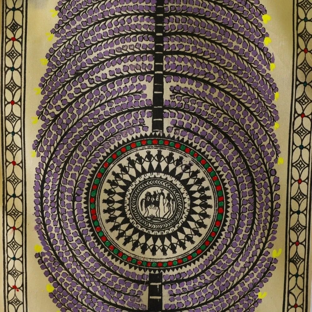 Pattachitra Lavender Tussar Painting