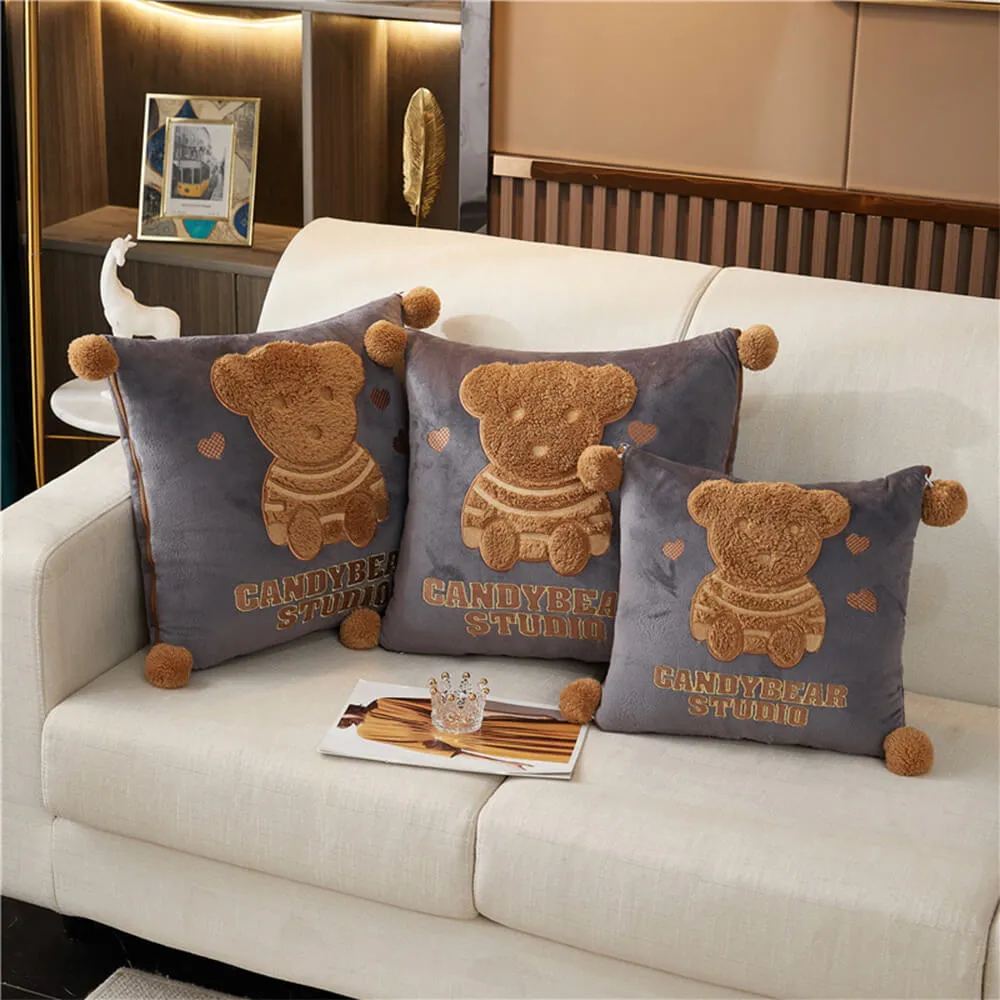 Plush Bear Car Travel Nap 2 in 1 Cushion Pillow Blanket