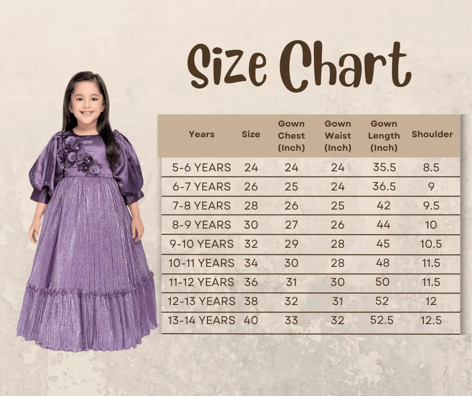 Purple Coloured Imported Shimmer Fabric Ball Gown For Girls \ Birthday Dress For Girls