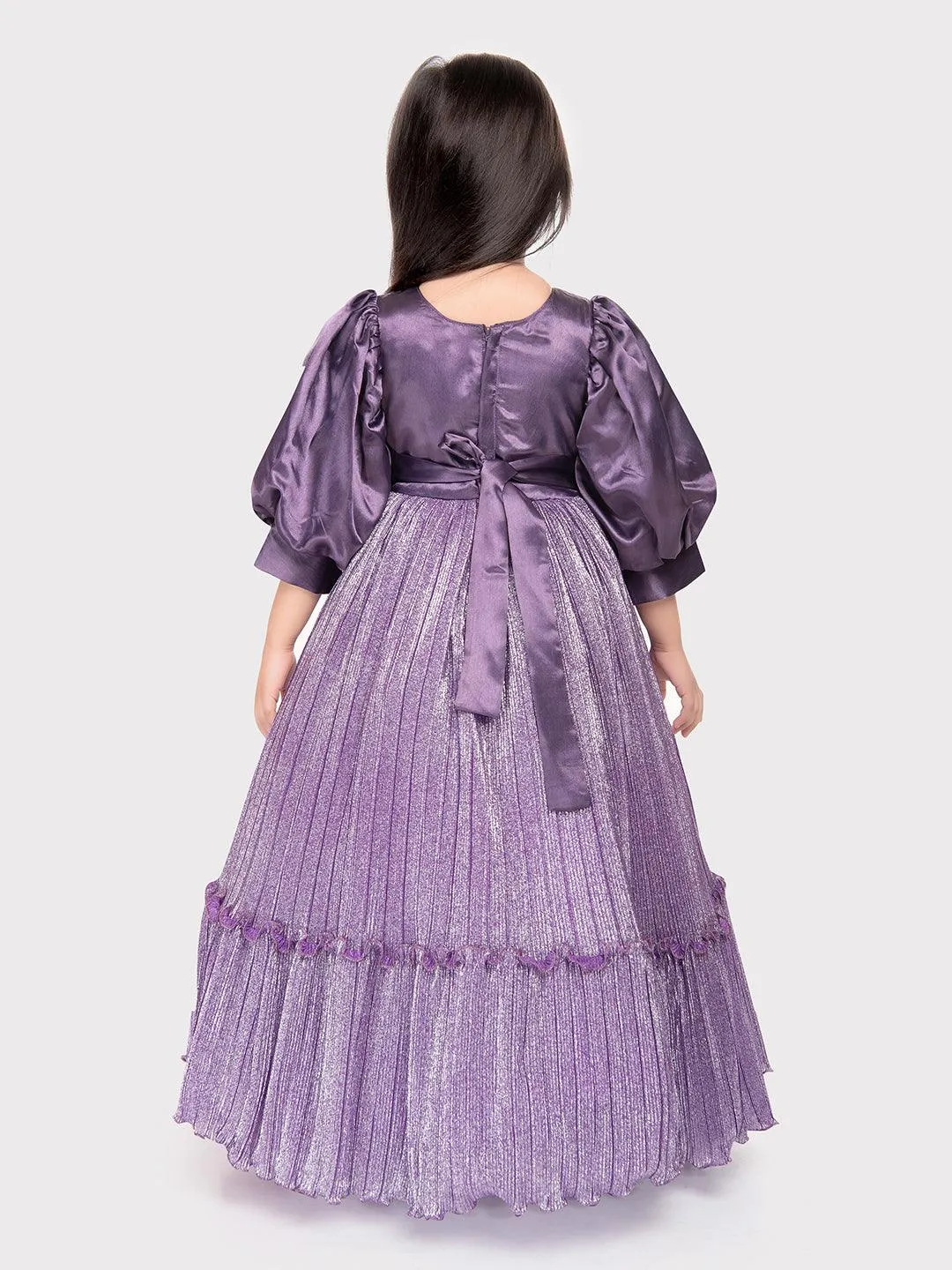 Purple Coloured Imported Shimmer Fabric Ball Gown For Girls \ Birthday Dress For Girls