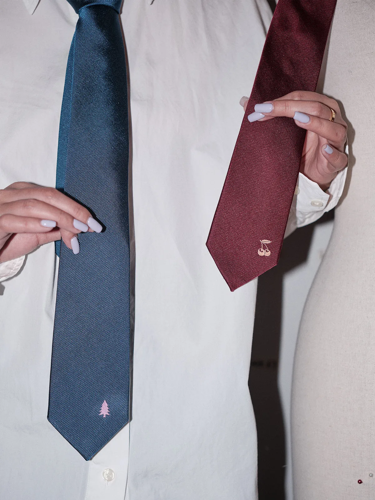 "Blush Pine" Silk Tie - Navy Blue