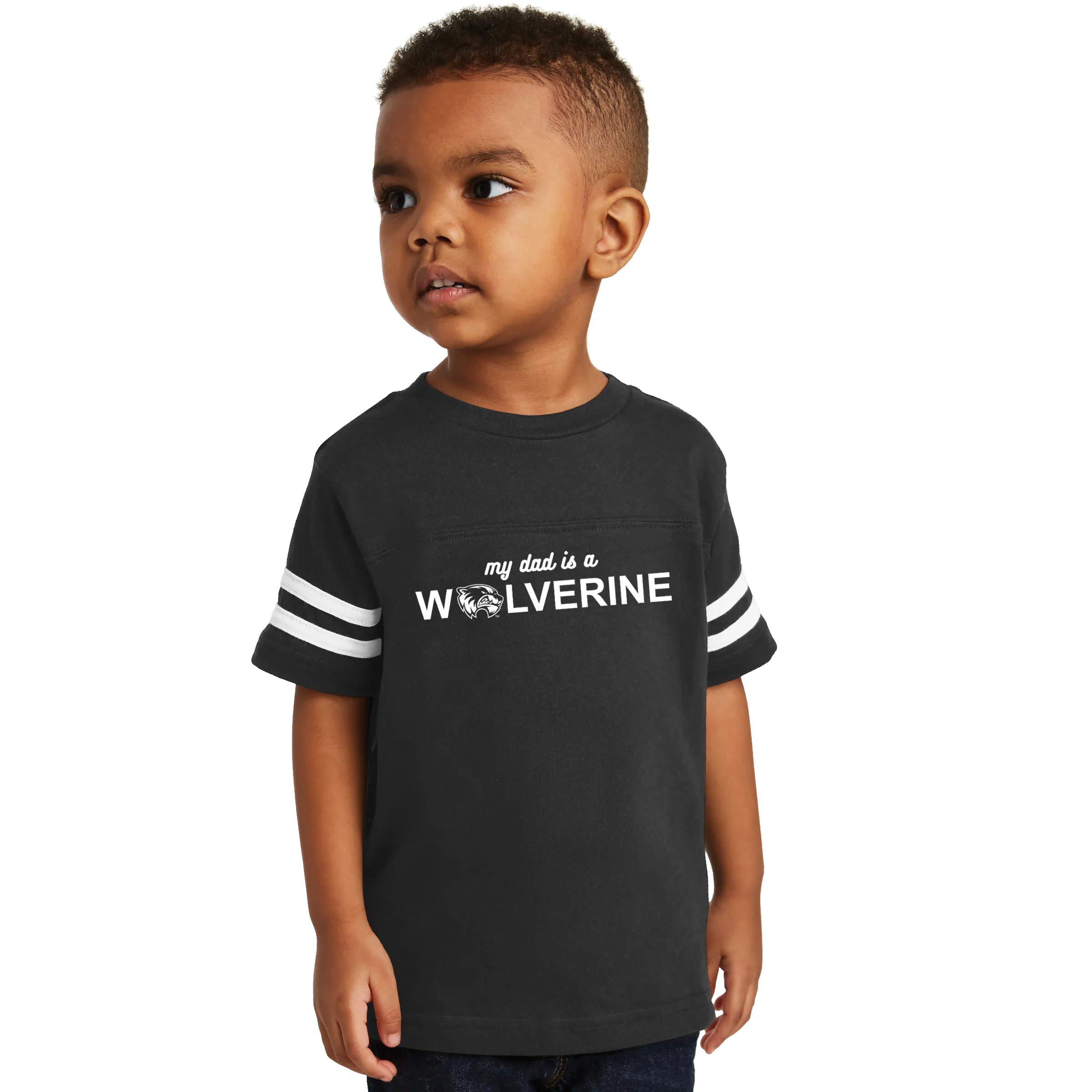 Rabbit Skins Toddler Football Fine Jersey Tee - My Dad is a Wolverine